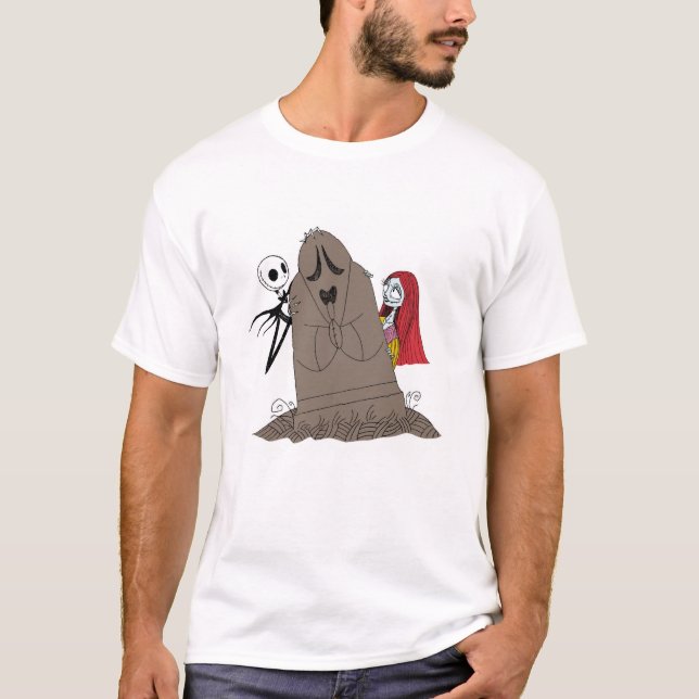 T-shirt Cauchemar avant Noël Jack, Sally & tombstone (Devant)