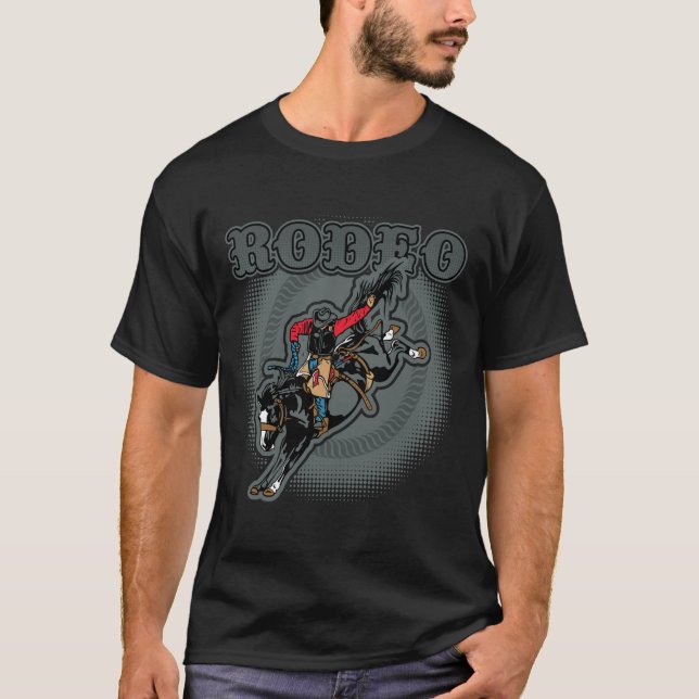 T-shirt Cavalier à cru de Bronc de rodéo (Devant)