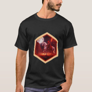 T-shirt Cavalier cramoisi sur croissant de lune étalon bla