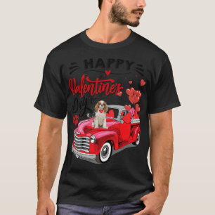 T-shirt Cavalier King Charles Espagnol Camion Rouge Heureu