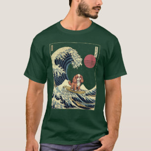 T-shirt Cavalier King Charles Spaniel Kanagawa Japonais Su