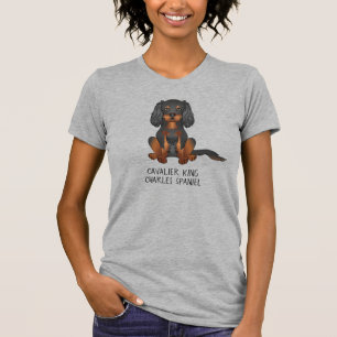 T-shirt Cavalier King Charles Spaniel noir et feu & Texte