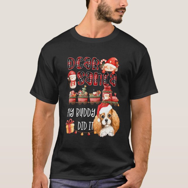 T-shirt Cavalier Spaniel Cher Père Noël Mon Épouse L'A Fai (Devant)