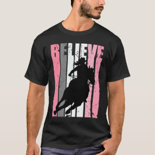 T-shirt Cavalière rose de course de barrels de cheval à ch