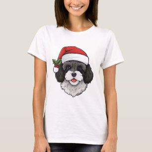 T-shirt Cavapoo Cavoodle de Noël - noir et blanc