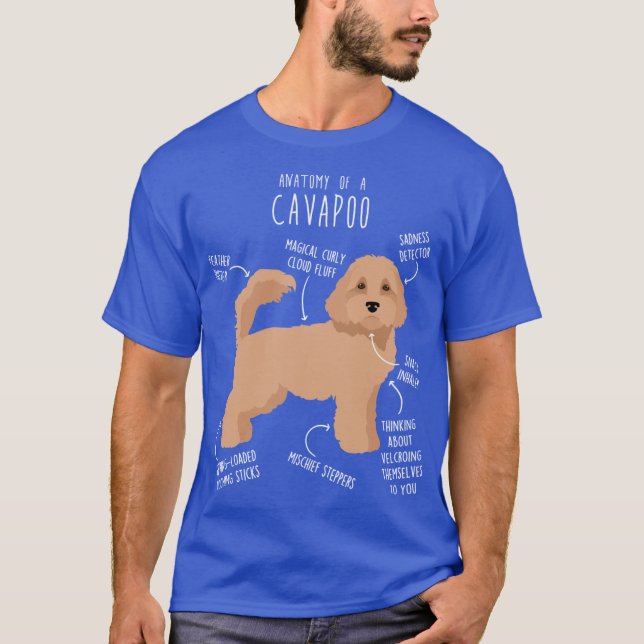T-shirt Cavapoo Dog Anatomy retro (Devant)