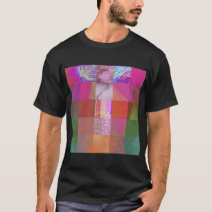 T-shirt CD1FE646 Abstrait Motif de Grille d'Art de Glitch