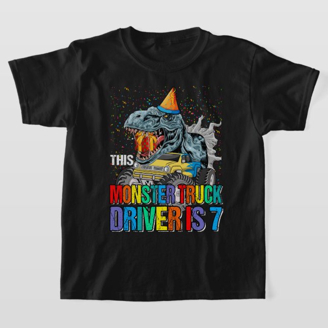 T-shirt Ce Chauffeur De Camion Monster Est 7 Anniversaire  (Poser)