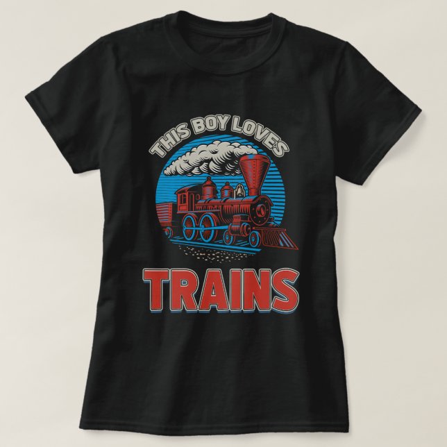 T-shirt Ce Garçon Aime Trains Train Boys Wagon Lover Retro (Design devant)