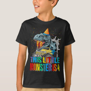 T-shirt Ce Petit Camion Monster Est 4E Anniversaire, 4 Ans