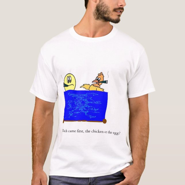 T-shirt ce qui est venu d'abord le poulet ou l'oeuf (Devant)