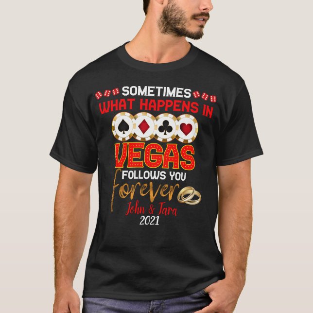 T-shirt Ce qui se passe à Vegas Anniversaire couple marié (Devant)