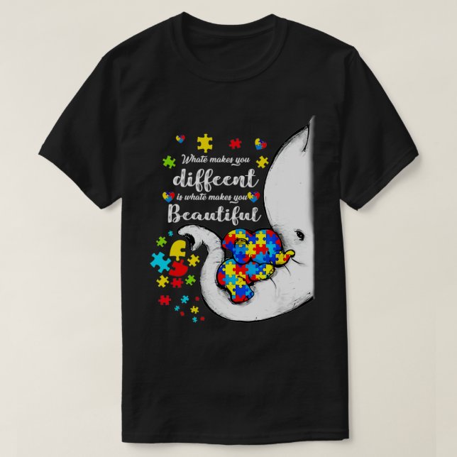 T-shirt Ce qui vous rend différents Autisme Enfant Elephan (Design devant)