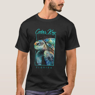 T-shirt Cedar Key Florida Watercolor Sea Turtle Portrait
