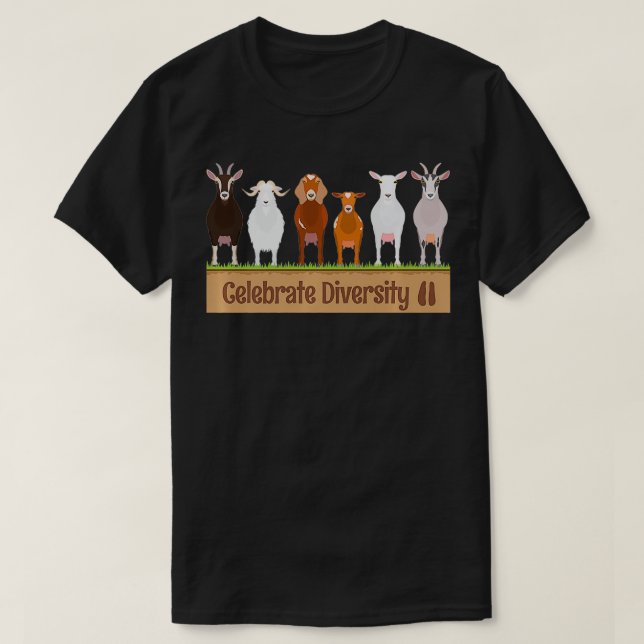 T-shirt Celebrate Diversity Pet Funny Goats for Goat Lov (Design devant)