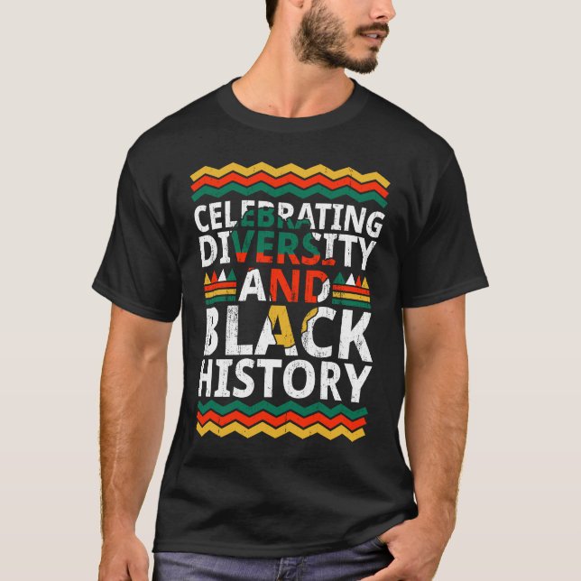 T-shirt Celebrating Diversity And Black History African Am (Devant)