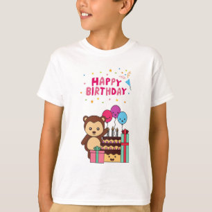T-shirt Célébration d'anniversaire d'ours mignon - Dessin 