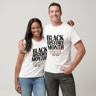 T-shirt célébration de 100 ans mois de l'histoire des noir