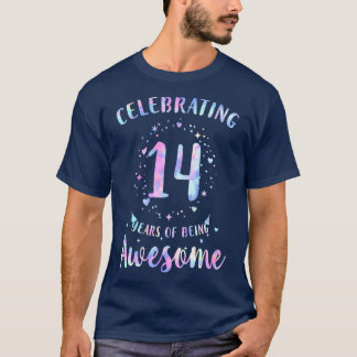 T-shirt Célébration De 14 Ans D'Être Étonnant Tie Dye Colo