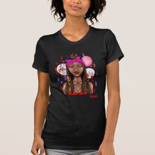 T-shirt Célébration de fête de femme noire élégante Art