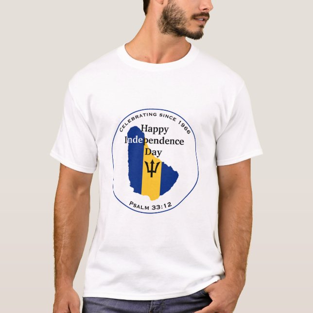 T-shirt Célébration de l'INDÉPENDANCE BARBADE Blanc Barbad (Devant)