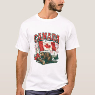 T-shirt Célébration du drapeau patriotique du castor canad