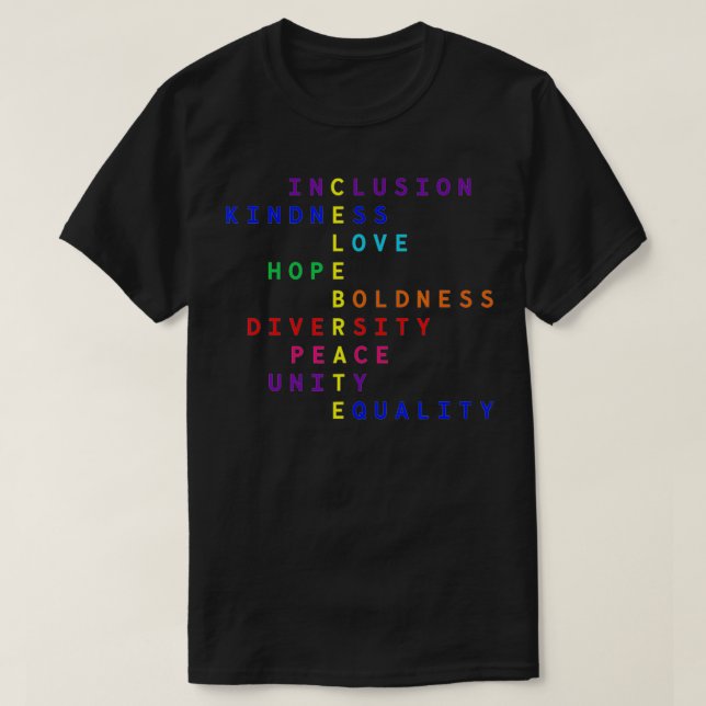 T-shirt Célébrer l'inclusion Kindness Love Hope Diversity  (Design devant)