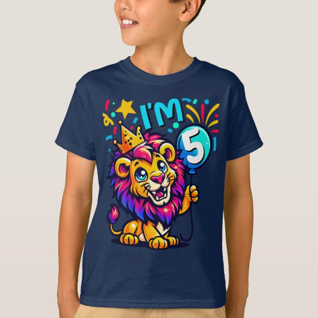 T-shirt Célébrez le 5e anniversaire de votre enfant Lion p (Devant)