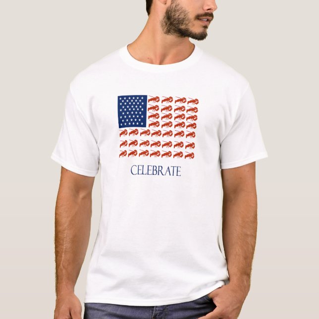 T-shirt Célébrez le homard de drapeau américain (Devant)