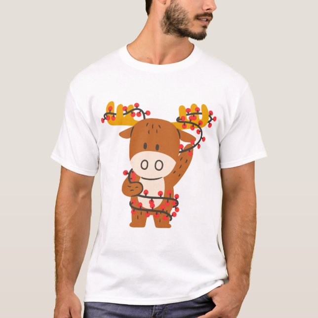 T-shirt Célébrez Noël avec un mignon renne (Devant)