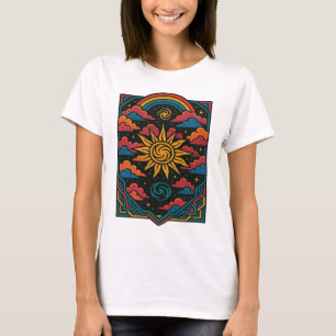 T-shirt Céleste Dreams - Retro Sun & Rainbow Tarot Art