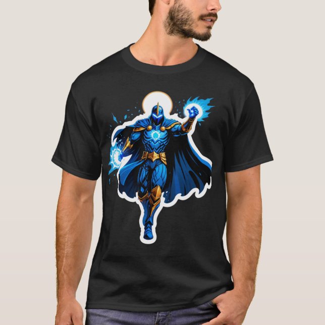 T-shirt Celestial Arc Knight – Blue Energy Ascension (Devant)