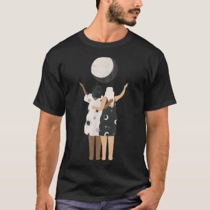 T-shirt Celestial Women Friends With Moon, Stars And Sun E