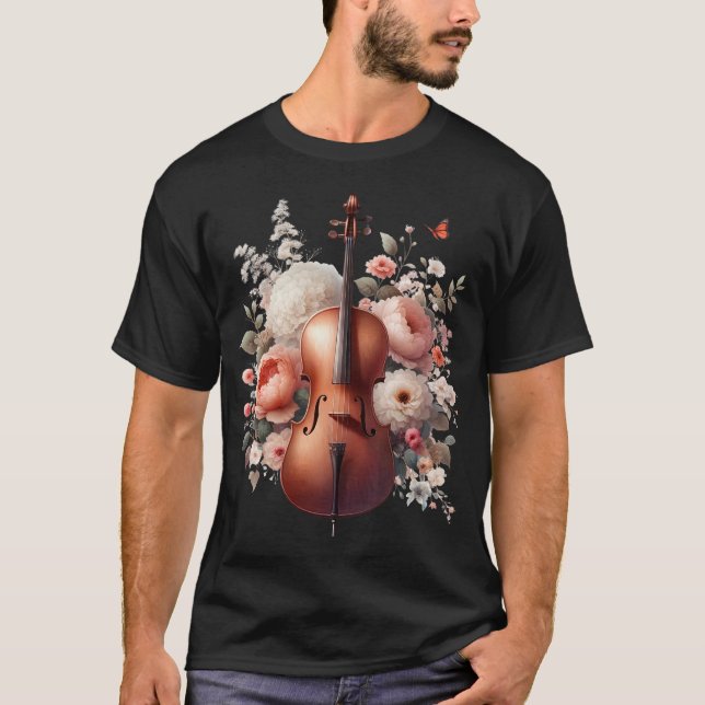T-shirt Cello esthétique Floral Joueuse Cello Filles Femme (Devant)