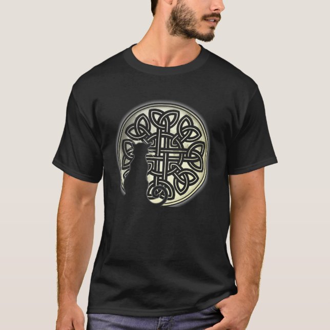 T-shirt Celtic Knot Cat and the Moon (Devant)