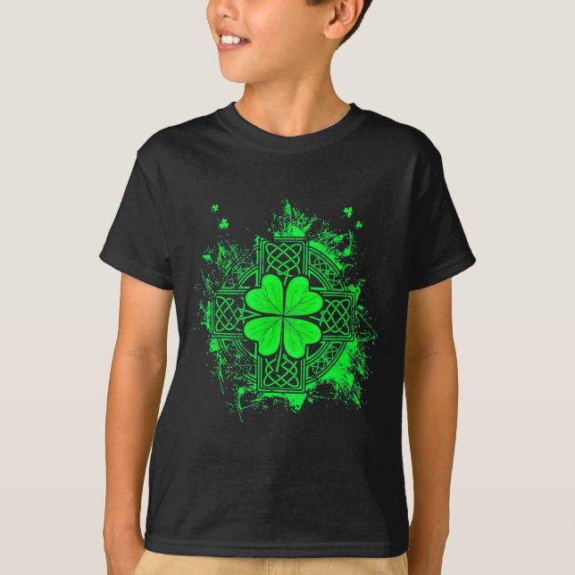 T-shirt Celtic Knot Irish Shamrock Three Leaf Clover St Pa (Devant)