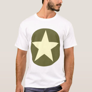 T-shirt Cerclé étoile - Crème avec vert olive