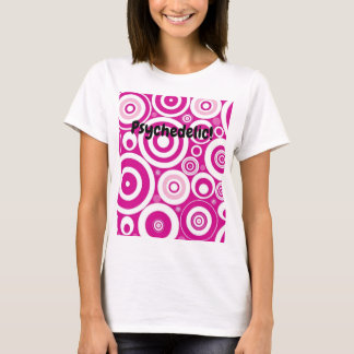 T-shirt Cercles rétro concentrés rose et blanc