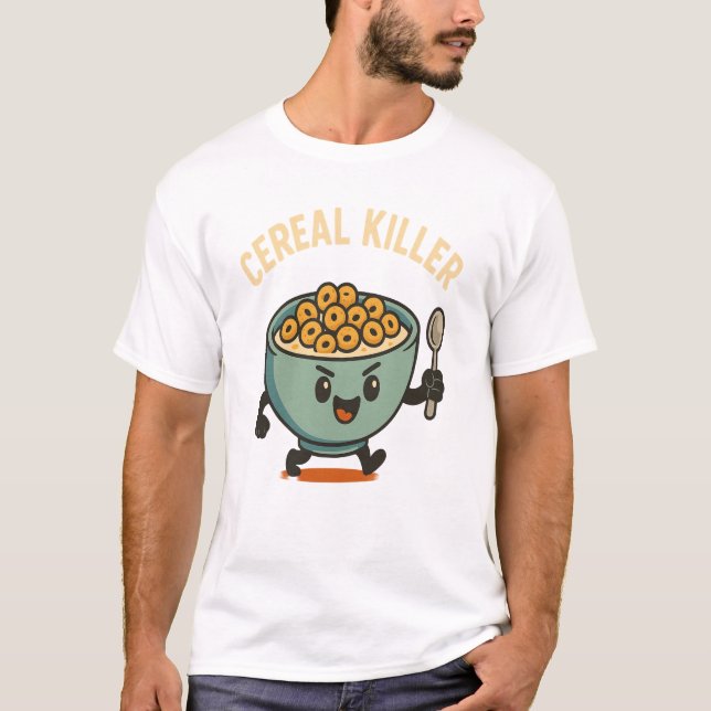 T-shirt Cereal Killer- Funny Breakfast Bowl Cartoon Food (Devant)
