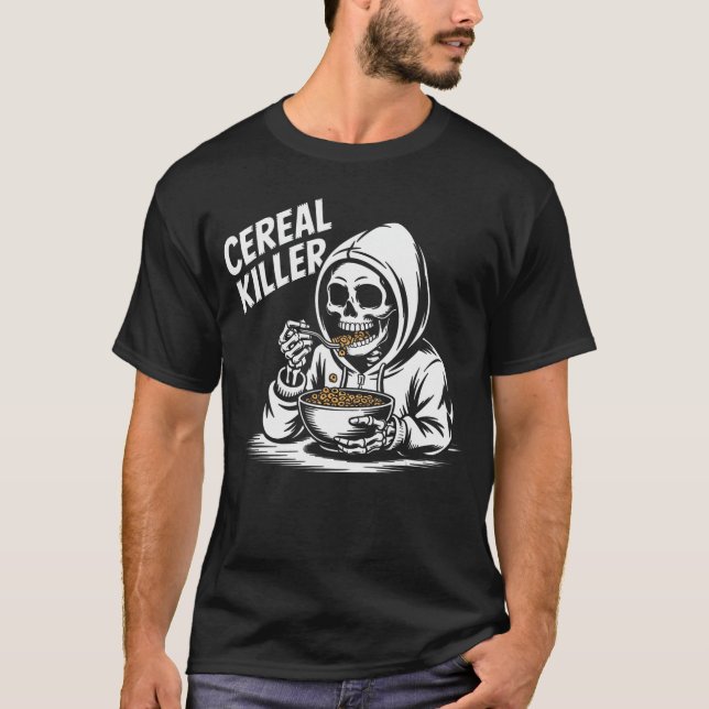 T-shirt Cereal Killer Funny Halloween Horror Movie Masked  (Devant)