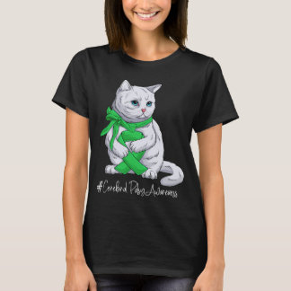 T-shirt Cerebral Palsy Awareness Month Green Ribbon Cat