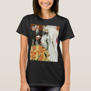 T-shirt Cérémonie de mariage vintage avec mariée et marié