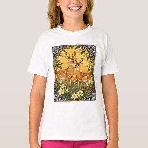T-shirt Cerf à queue blanche et fleurs de jasmin jaune
