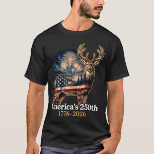 T-shirt Cerf au drapeau 250 ans 1776-2026 Patriotique État