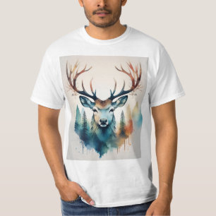T-shirt Cerf aux bois et forêt