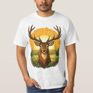 T-shirt Cerf avec bois Cadeau de chasseur de forêt au couc