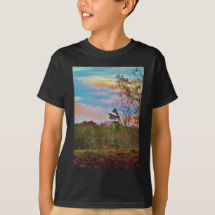 T-shirt Cerf avec ciel bleu rose