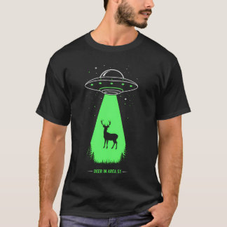 T-shirt Cerf Dans La Zone 51 Drôle Enlèvement Ufo Pour Cry
