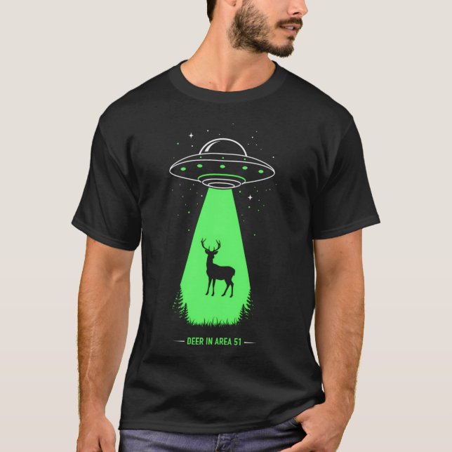 T-shirt Cerf Dans La Zone 51 Drôle Enlèvement Ufo Pour Cry (Devant)