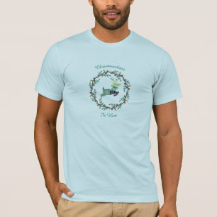 T-shirt Cerf de Noël joyeux avec Couronne Hommes Sarcelle